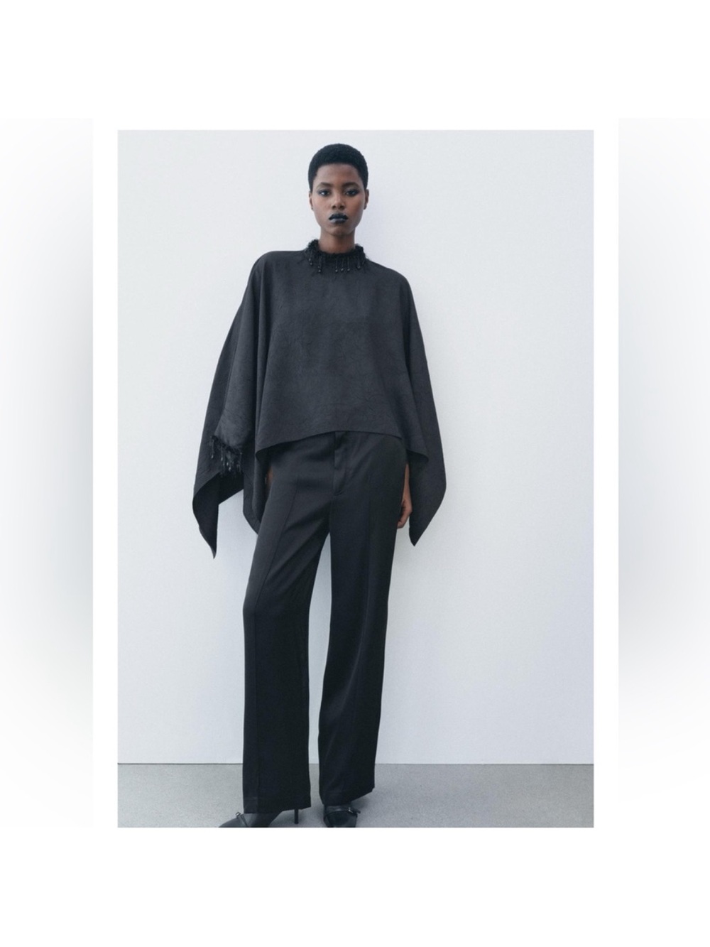 ZARA WRINKLE EFFECT JEWEL CAPE